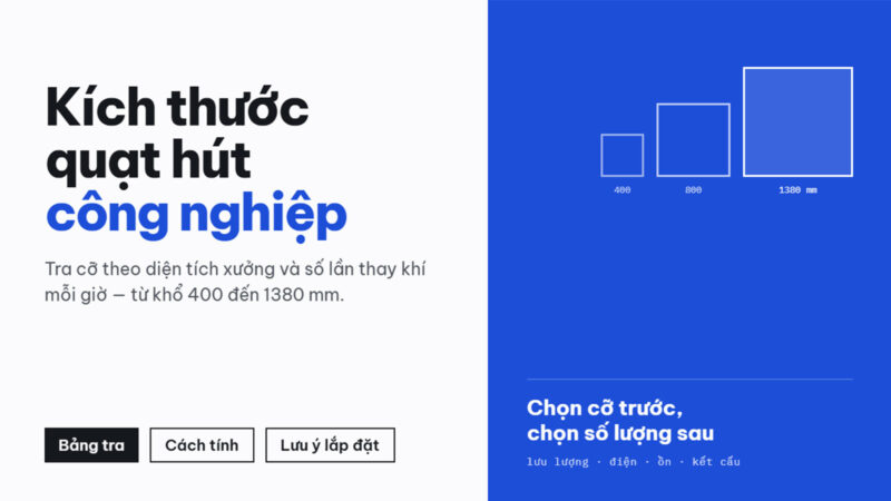 Kích thước quạt hút công nghiệp